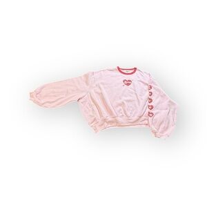 NWOT Vinyl Icons “Lover” Heart Valentine Graphic Cropped Sweatshirt Pink XL